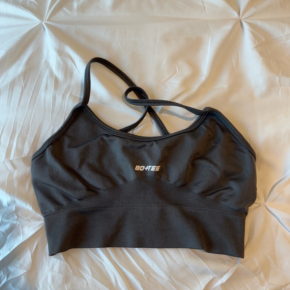 Oh Polly Black Sports Bra with Cross-Back Detail